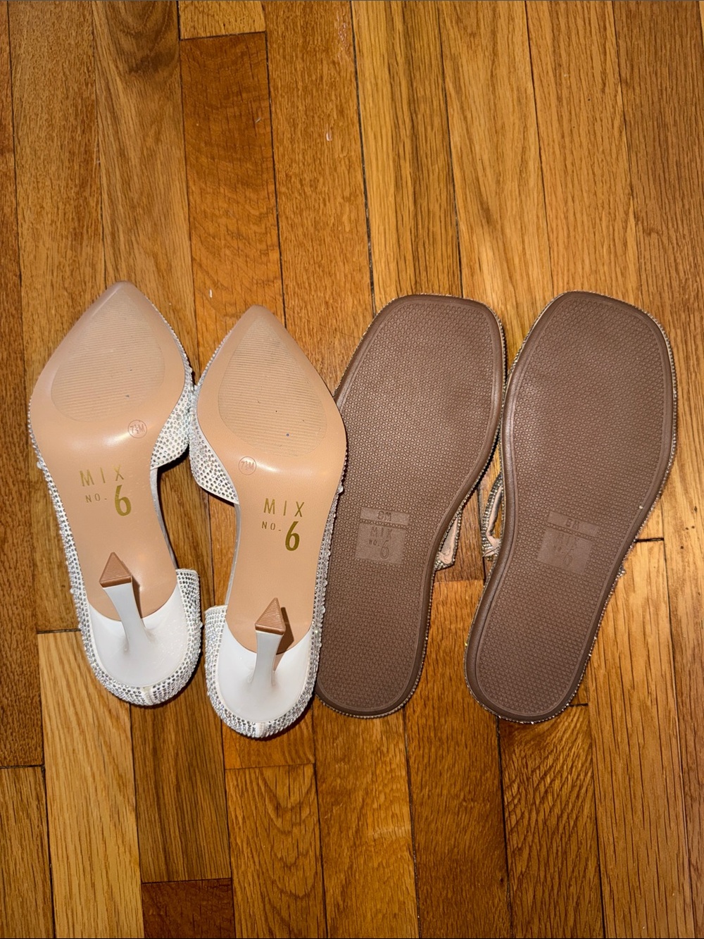 Mix No. 6 Glitter Pointed Flats & Silver Rhinestone Slide Sandals - Picture 4 of 6